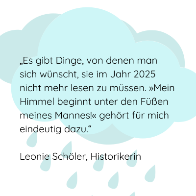 Zitat von Leonie Schöler zu Tradwives vor Regenwolken